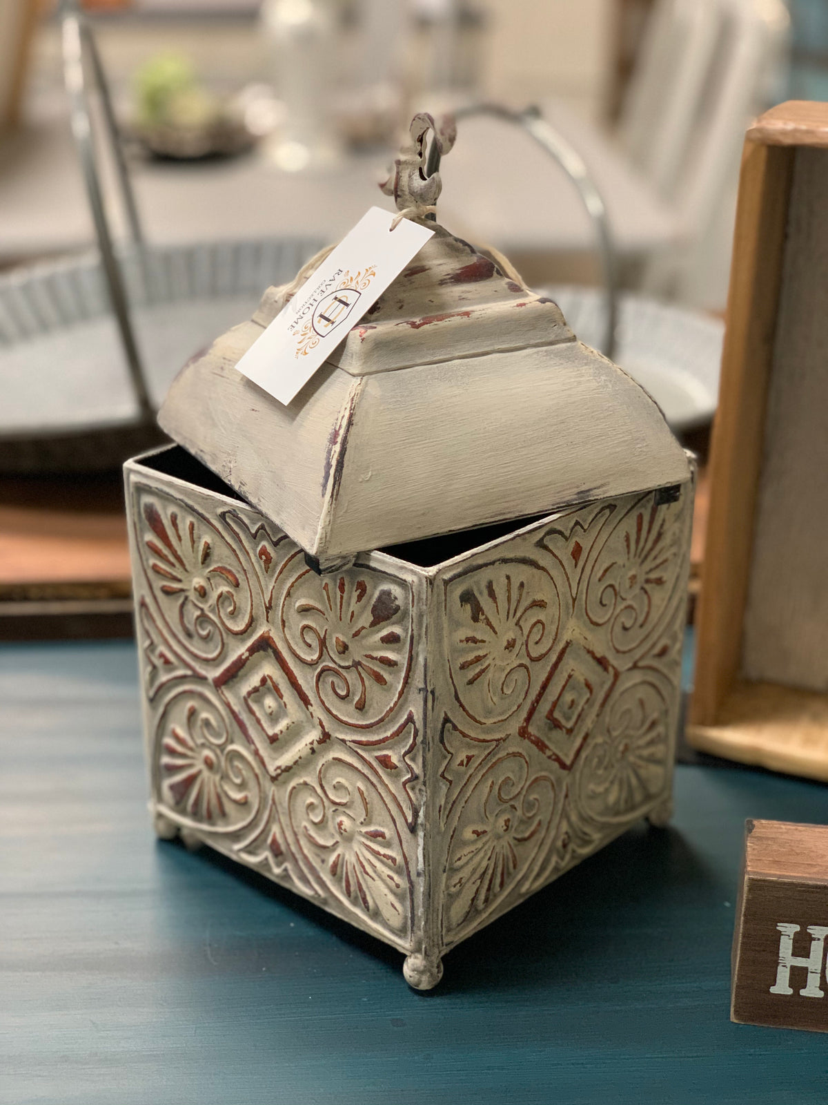 The Pressed tin box with fleur de lis Rave Home Collection with unbeatable  price